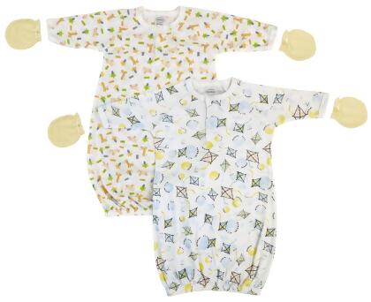 Bambini NC-0821 Unisex Newborn Baby 4 Piece Gown Set, White