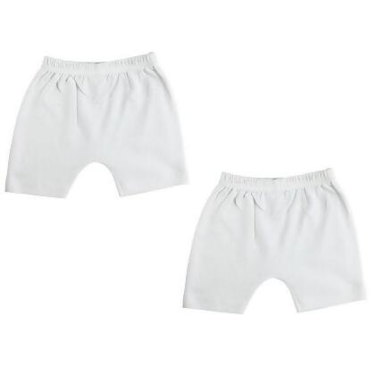 Bambini CS-0539NB Infant Shorts, White - Newborn - Pack of 2