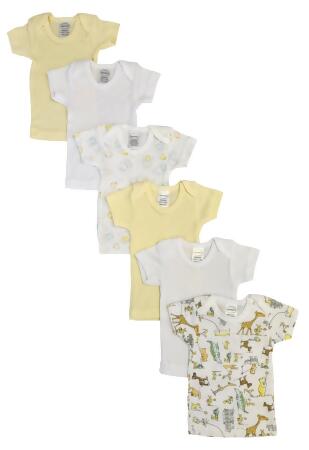 Bambini NC-0489NB Unisex Baby 6 Piece Shirts, White - Newborn