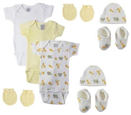 Bambini NC-0677 Unisex Newborn Baby 9 Piece Layette Sets, White