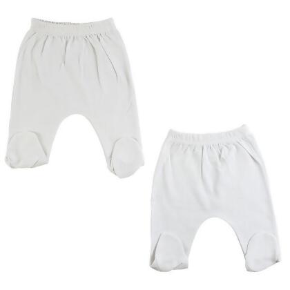 Bambini CS-0537NB Closed Toe Pants, White - Newborn - Pack of 2