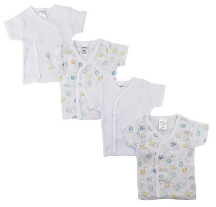 Bambini NC-0202S Unisex Infant Side Snap Short Sleeve Shirt, White - Small - Pack of 4