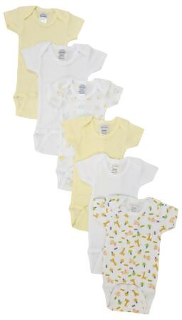 Bambini NC-0436NB Unisex Baby 6 Piece Bodysuits, White - Newborn