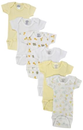 Bambini NC-0433L Unisex Baby 6 Piece Bodysuits, White - Large