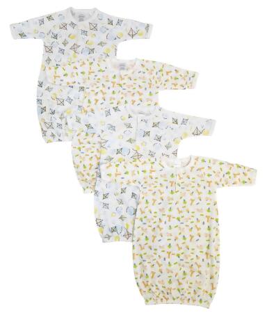Bambini NC-0824 Unisex Newborn Baby 4 Piece Gown Set, White