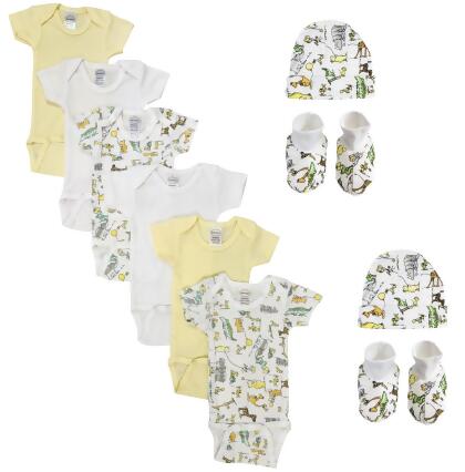 Bambini NC-0417M Unisex Baby 10 Piece Layette Sets, White - Medium
