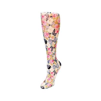 Celeste Stein Celeste-Stein-CH187-2082 15 in. Kids Knee Sock with Harlequin Roses Pattern, Pink