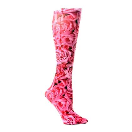 Celeste Stein Celeste-Stein-CH187-442 15 in. Kids Knee Sock with Sweetheart Roses Pattern, Pink