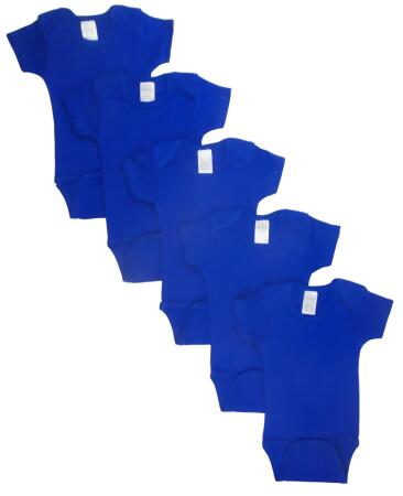 LS-0166 Short Sleeve Bodysuit - Blue, Newborn - Pack of 5