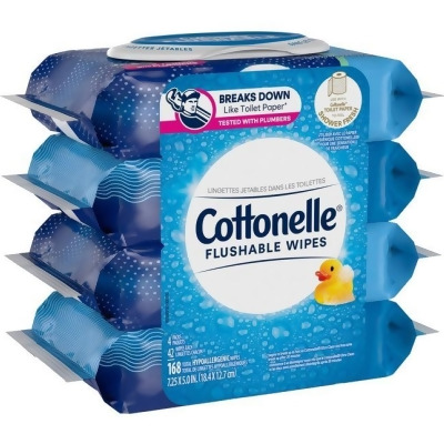Kimberly-Clark KCC54495 7.25 in. Cottonelle Flushable Wipes, White - Pack of 4 