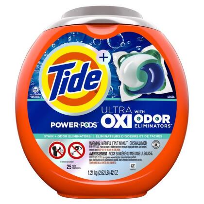 Tide 1025857 Ultra Oxi Original Scent Laundry Detergent Pod, Pack of 25 - Pack of 4