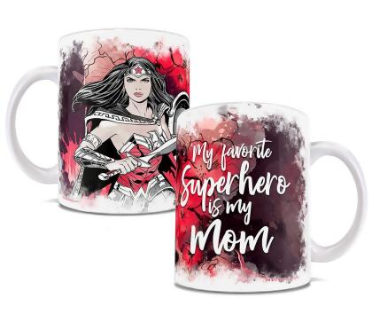 Trend Setters WMUG977B DC Women Mothers Day Wonder Woman Watercolor Ceramic Mug, White 