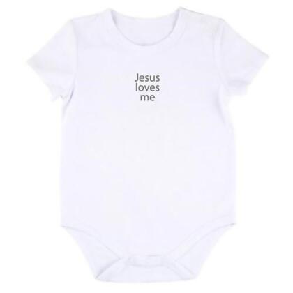 Stephan Baby 212416 Jesus Loves Me Snapshirt, 6-12 months