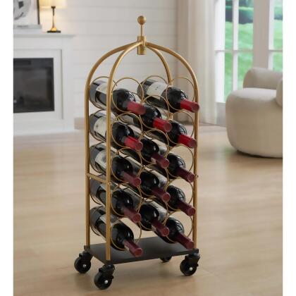 InRoom Furniture WR1434 Wine Rack, Gold & Black