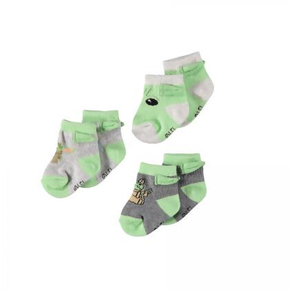 Star Wars 816131 The Mandalorian Grogu Booties Sock, Gray & Green - 0-12 Months - Pack of 3