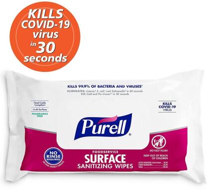 Gojo GOJ937112CT Foodservice Surface Sanitizing Wipes - 72 Count - Case of 12 