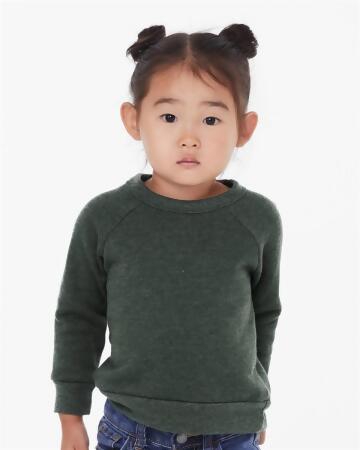 Bella & Canvas B07906094 Toddler Sponge Fleece Raglan Sweatshirt, Dark Grey Heather - Size 3T