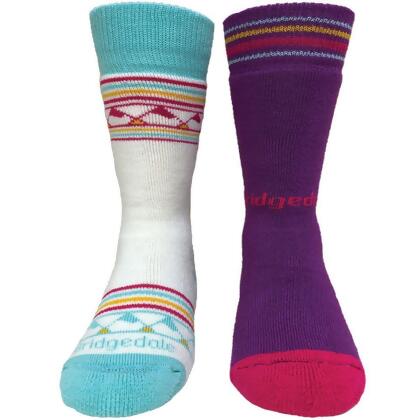 Kids Merino SKI Socks, White & Blue - Small - Pack of 2