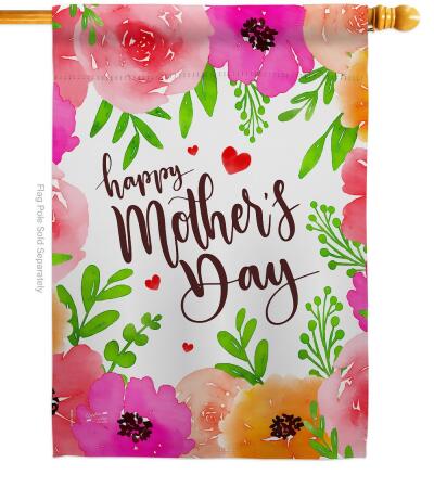 Colorful Happy Mothers Day Family Mother 28 x 40 in. Double-Sided Decorative Vertical House Flags for Decoration Banner Garden Yard Gift 