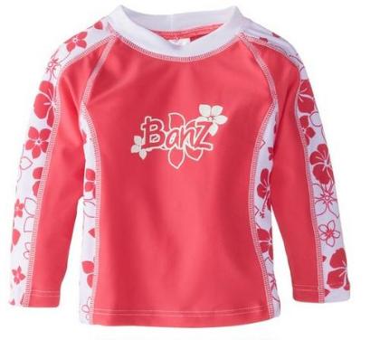 RL-PW1 Girls Long Sleeve Rash Top - Pink Floral - Size 1