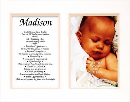 Personalized Matted Frame With The Name & Its Meaning - Violet - 8 x 10 in.