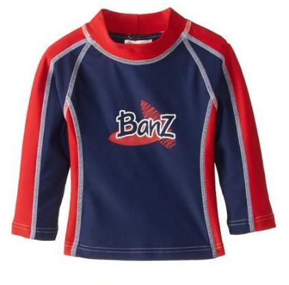 RL-RB-0 Boys Long Sleeve Rash Top - Navy & Red - Size 0