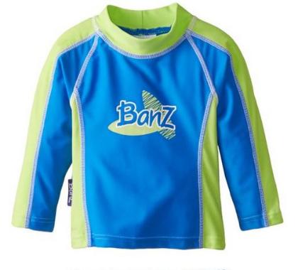 RL-BG-0 Boys Long Sleeve Rash Top - Blue & Green - Size 0