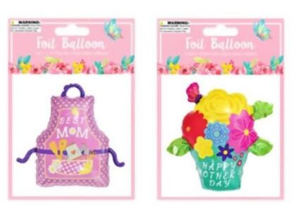 Mothers Day Foil Balloons, 2 Designs - Case of 48 