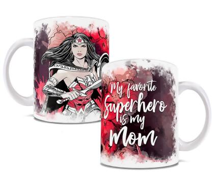 DC Women Mothers Day Wonder Woman Watercolor Ceramic Mug, White 