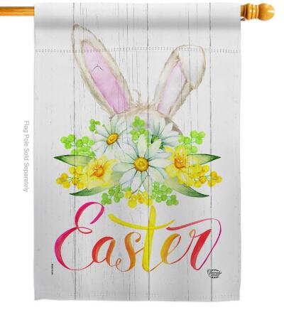 28 x 40 in. Floral Easter House Flag with Spring Double-Sided Decorative Vertical Decoration Banner Garden Yard Gift