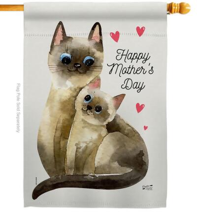 Kitty Mothers Day Family Mother 28 x 40 in. Double-Sided Decorative Vertical House Flags for Decoration Banner Garden Yard Gift 
