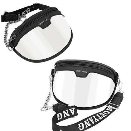 WOWMTN Fanny Pack Black Clear Purse for Women, Crossbody Handbag Cute, Small See Through Bag Clutch