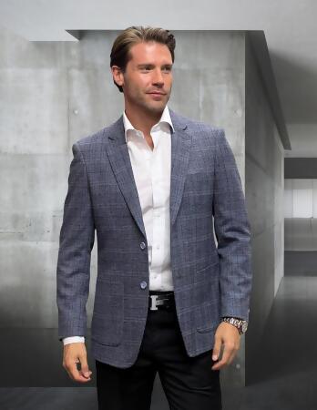 Statement Clothing TROPEZ-INDIGO-48R Tropez Sports Mens Coat, Indigo - Size 48R 