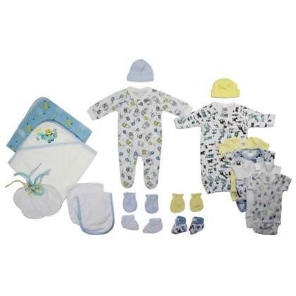 Bambini LS-0020 Newborn Baby Boy Layette Set, White & Blue - Newborn
