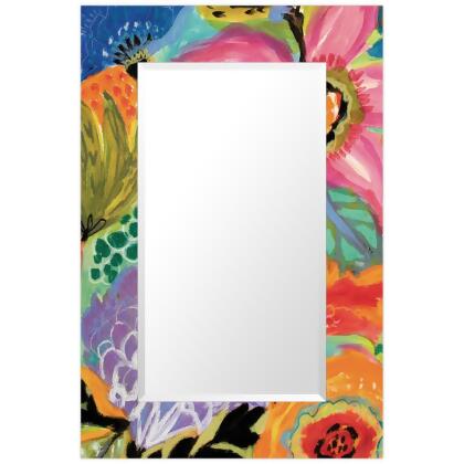 Secret Garden Floral B Rectangular Beveled Mirror on Printed Tempered Art Glass 