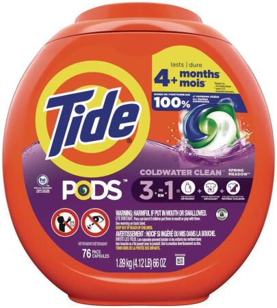 Tide PGC09166CT 66 oz Tub Laundry Detergent Spring Meadow Pods - Pack of 4 