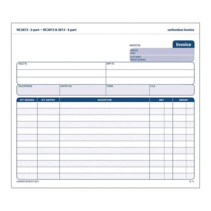 Cardinal Health ABFNC287250 Two-Part Carbonless General-Purpose Invoice Forms - Pack of 50 