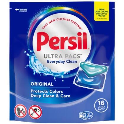 Persil 1035895 Ultra Pacs Original Scent Laundry Detergent Pod - Pack of 6, 16 per Pack 