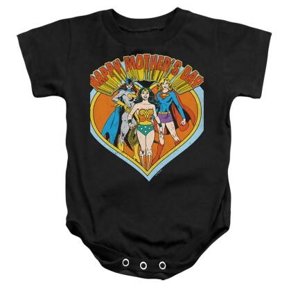 Trevco Sportswear JLA1475-SS-1 Justice League Mothers Day Heart Infant Snapsuit, Black - Small - 6 Month 