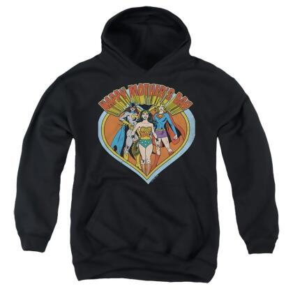 Trevco Sportswear JLA1475-YFTH-2 Justice League Mothers Day Heart Youth Hooded Sweatshirt, Black - Medium 