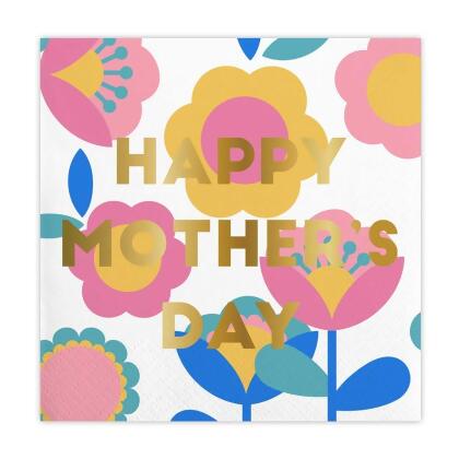 Slant 10-05580-576 5 in. Foil Beverage Napkins - Happy Mothers Day Tulip - 20 Count 
