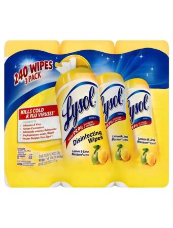 Lysol 1557123 Disinfecting Wipes Lemon & Lime Blossom, Case of 6 