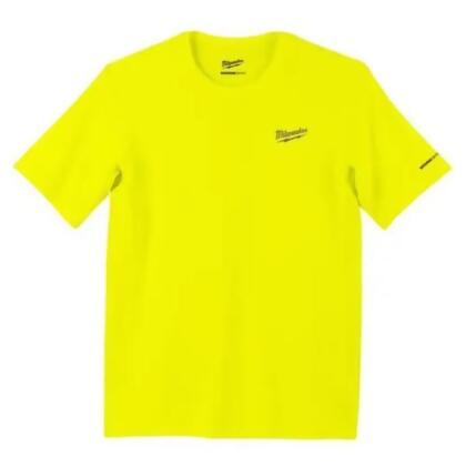Milwaukee Electric Tool 145901 Mens Workskin Short Sleeve Crew Neck Shirt, Yellow, Extra Large - 44-46 in.