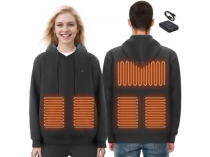 Vevor JRWYTTSHSDDCDJW60V9 Heated Hoodie Sweatshirt with Battery for Men & Women, Black - Small
