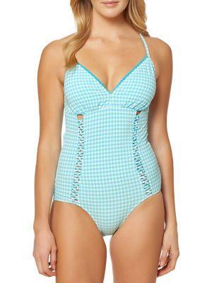 checkered one piece swimsuit