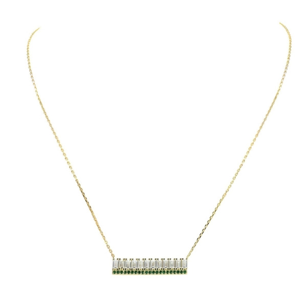 ALISA - Baguette and Emerald Green Bar Necklace (特惠)