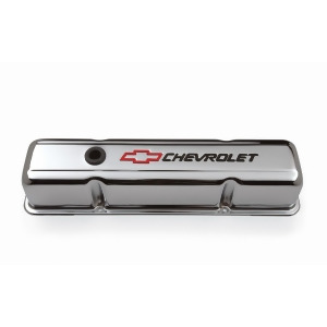 Proform 141-905 Stamped Valve Cover; Chevrolet And Bow Tie Emblem - All