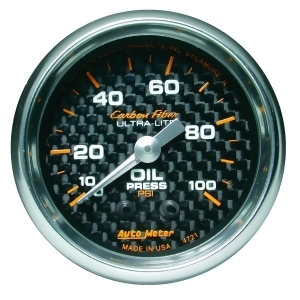 Autometer 4721 Carbon Fiber Mechanical Oil Pressure Gauge - All