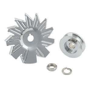 Mr. Gasket 6808 Chrome Plated Alternator Fan And Pulley Kit - All