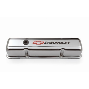 Proform 141-899 Stamped Valve Cover; Chevrolet And Bow Tie Emblem - All